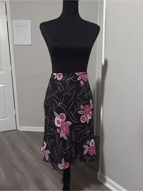 Requirements Reversible Floral Midi Skirt | Y2K 90s Bias Cut Slip Skirt red/blk